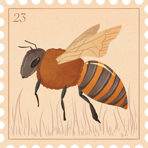 Vintage Flowers & Insects Postage Stamps Bee